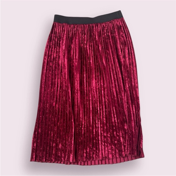 Zara Dresses & Skirts - Zara Burgundy Velvet Midi Skirt